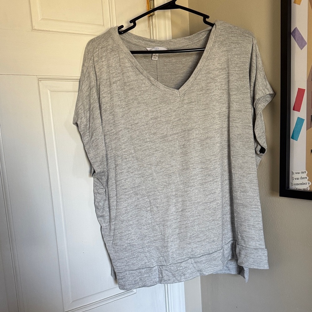Time and Tru Light Gray V-Neck Women's Tee